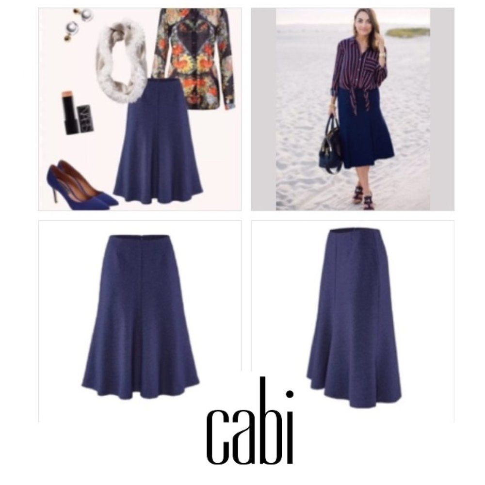 CABI Textured Blue Midi Tulip Skirt(194)